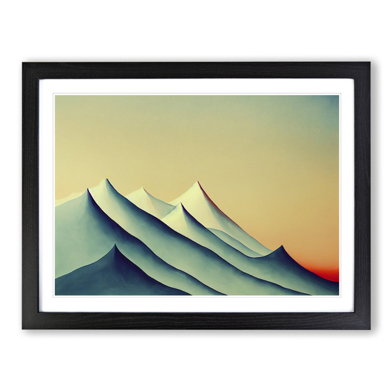Edgy Abstract Mountains - Single Picture Frame Print, 46cm H x 64cm W x 2cm D, Black Frame