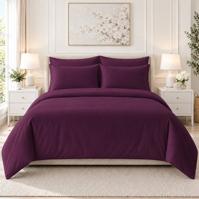 6-Piece Rayon from Bamboo Sheet Set, Cooling Soft Breathable Deep Pocket Bedding with Pillowcases Eggplant California King