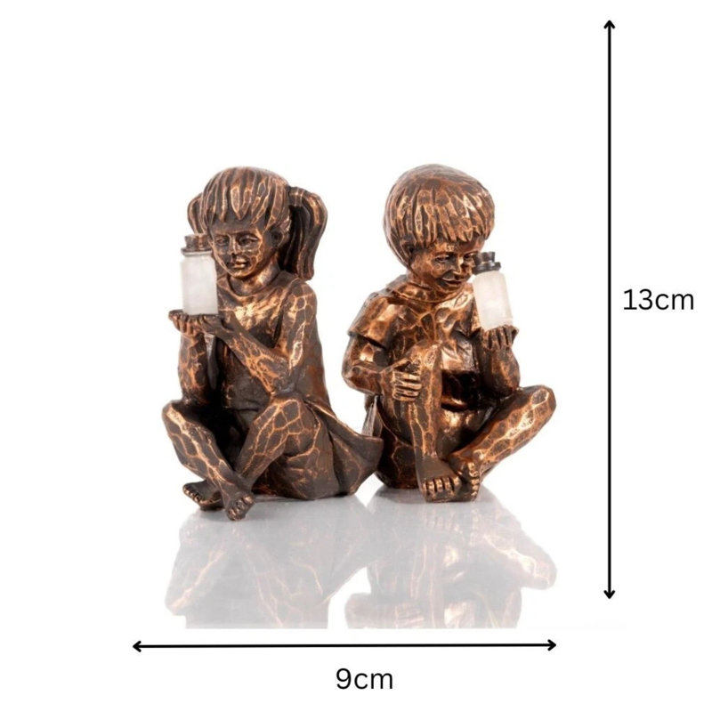 Solar Bronze Effect Statues Girl and Boy