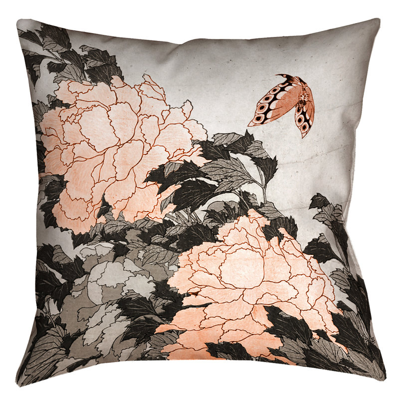 Coussin Katsushika Hokusai, 26 po x 26 po, Orange