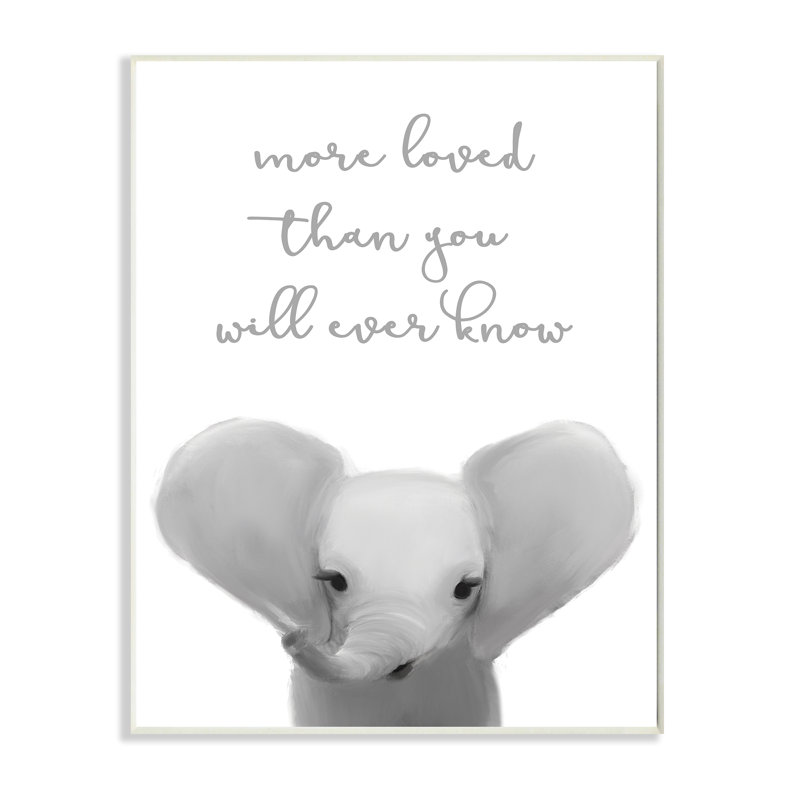 Annabel plus aimée que vous ne le saurez jamais Éléphant mignon, H 15 po x l 10 po x P 0,5 po, Plaque murale