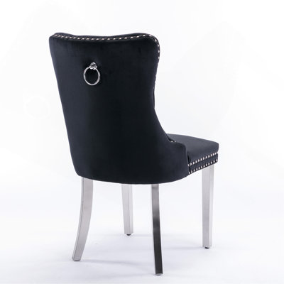 Contemporary Velvet Upholstered Dining Chair Set Of 2