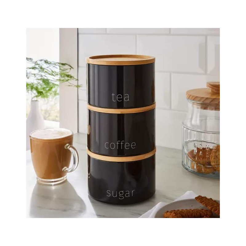 Bamboo Jar - Set of 3, Black
