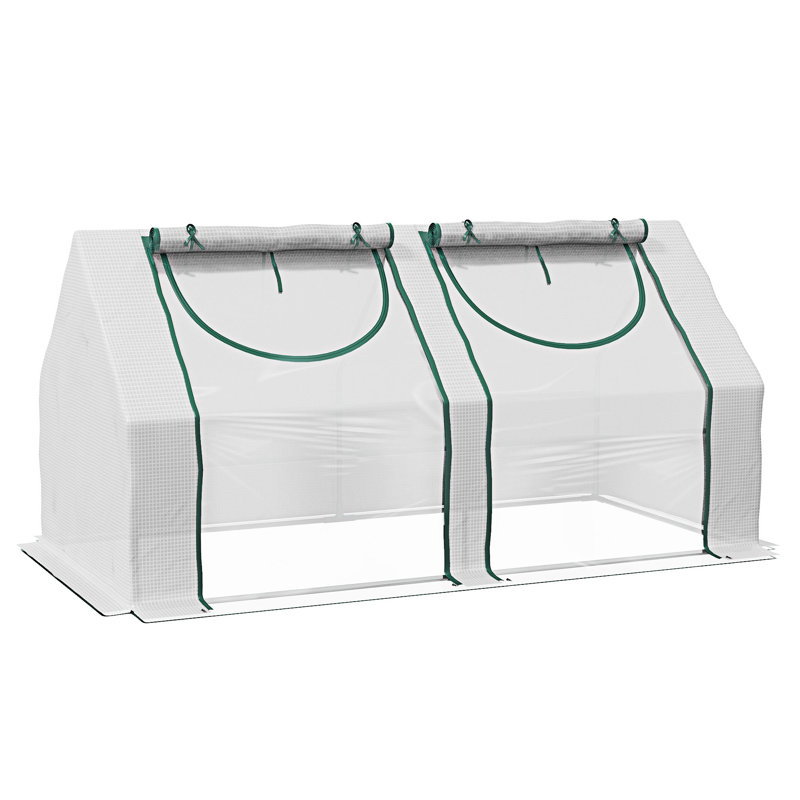 Garden Green House With 2 PE/Plastic Covers And 2 Roll Up Windows, Clear