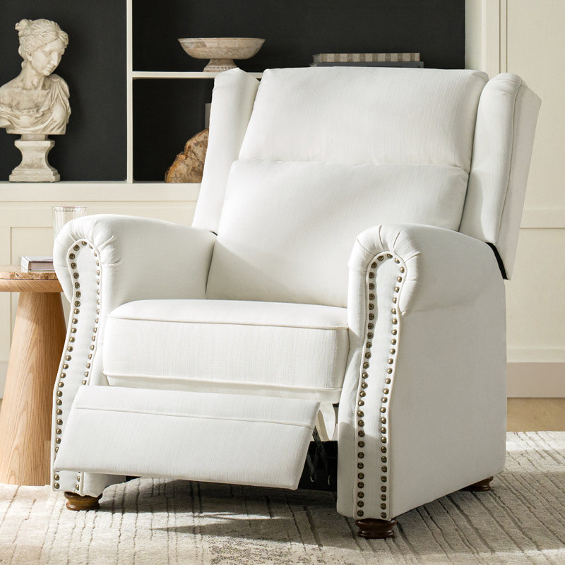 Gunthrop 36''W Traditional Push Back Recliner with with Two Swappable Back Inserts, White