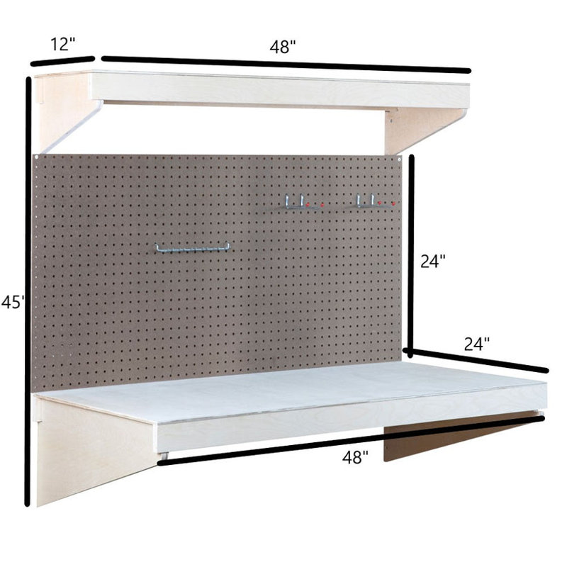 Établi avec panneau perforé et accessoires, non fini (24 po x 48 po)