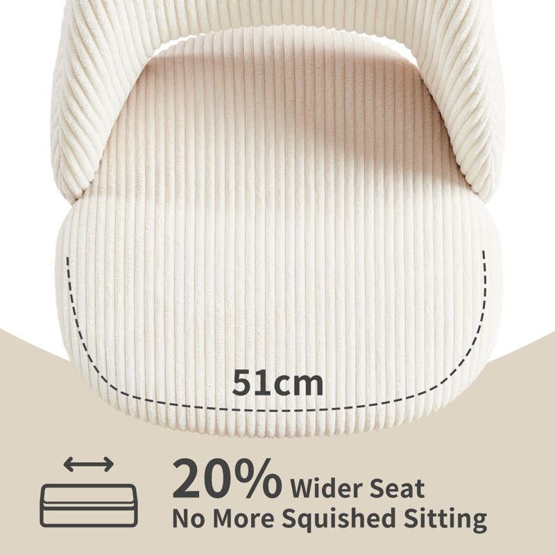 Efrat Corduroy Wide Back Upholstered Dining Chair (Set of 2), Beige, 2