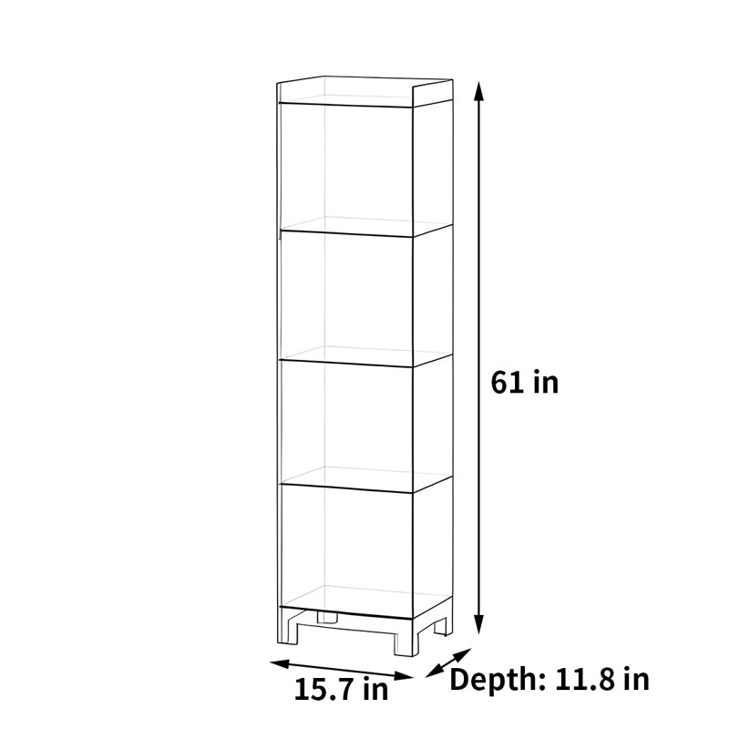 Bibliothèque simple, tendance et belle, (5 tablettes) H 61 po x l 15,7 po x P 11,8 po, Clair