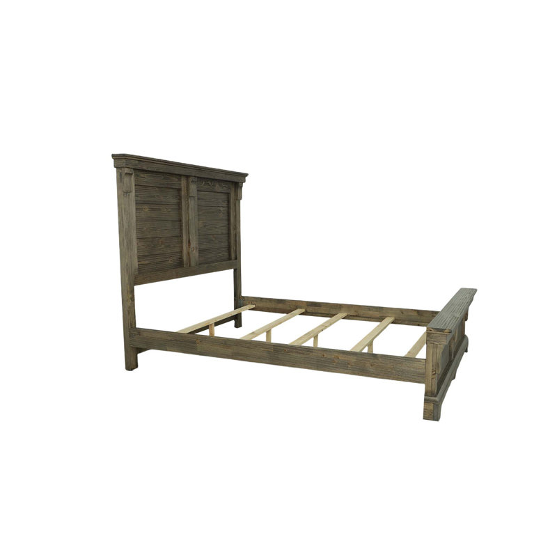 Weathered Gray Pine Queen Panel Bed with Headboard