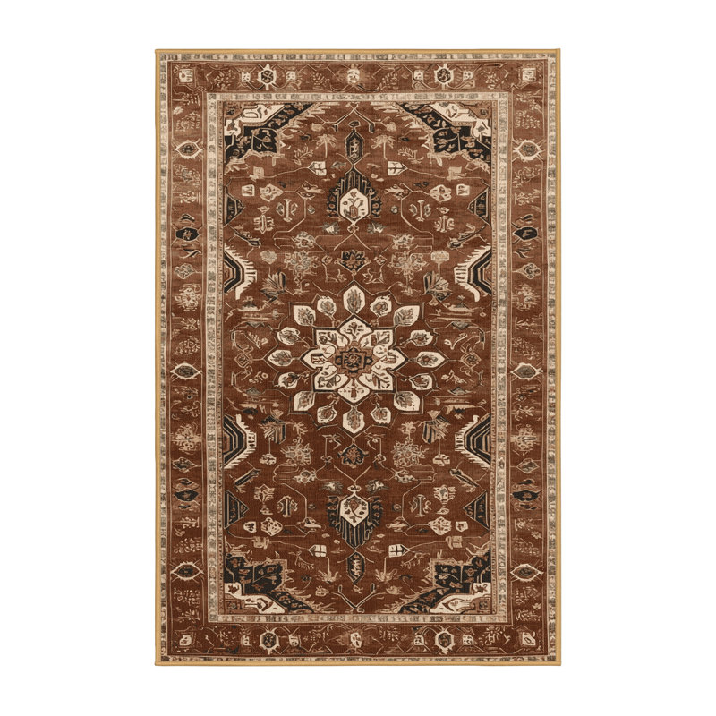 Tapis brun lavable à la machine, Rectangulaire 2 pi x 3 pi