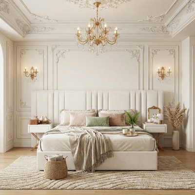 Upholstered Queen Bed Frame With 2 Side Storage Drawers & Built-In Nightstands, Velvet Headboard, Sturdy Metal Frame