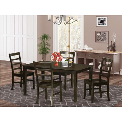 5 Piece Dining Room Table Set Includes a Rectangle Kitchen Table and 4 Dining Chairs, 36x60 Inch, Cappuccino