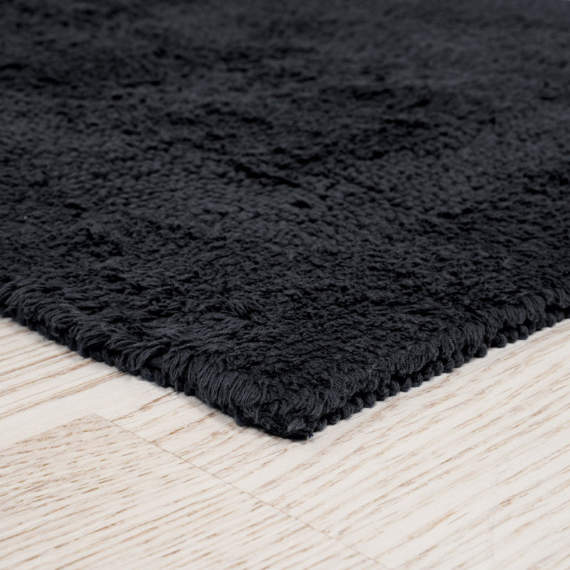 Lavish Home 2PC of 2575 GSM Reversible Cotton Bathroom Mat Set-Machine Washable Bath Mats for Bathroom, Kitchen, Laundry Room (Black)