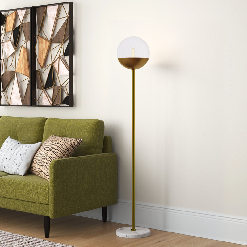 Lampe sur pied 62 po Yearby, Laiton, Transparent