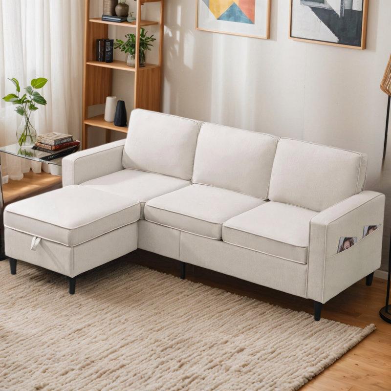 Ebern Designs L-Shaped Sofa Bed with Storage Ottoman