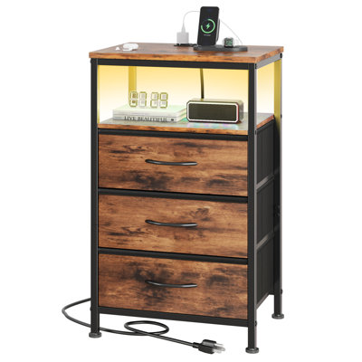 3-Drawer Nightstand with Storage and Built-In Outlets by Ivy Bronx