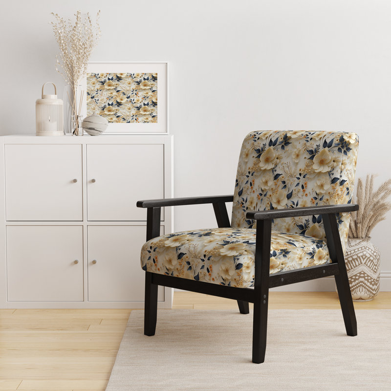 Crème délicate coquelicots fleurs - fauteuil de ferme rembourré, chaise d'appoint blanche