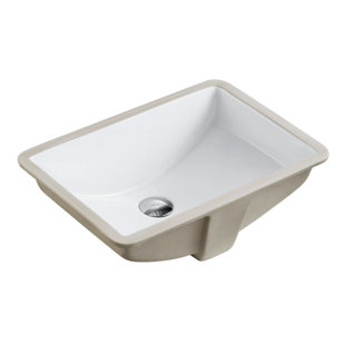 Lavabo de salle de bain rectangulaire blanc avec trop-plein en porcelaine vitreuse avec trop-plein