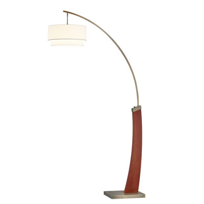 Lampe sur pied à arc 81 po Artiva Katerina Bois de noyer et abat-jour