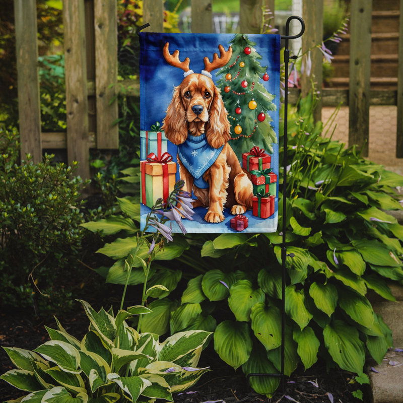 Drapeau de Noël renne de jardin, Épagneul cocker