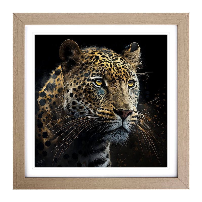 Leopard Digital Art - Framed Print, Oak