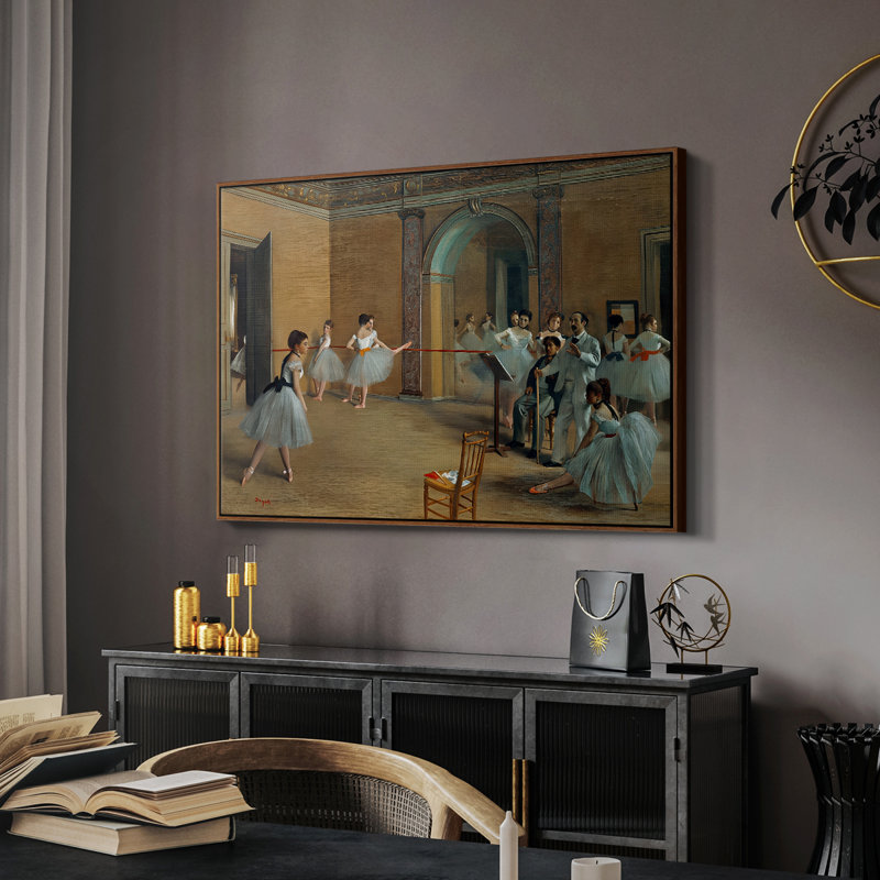 «The Dance Foyer at the Opera», rue Le Peletier, 1872 - Edgar Degas, toile tendue avec châssis, 26 x 40, Noyer