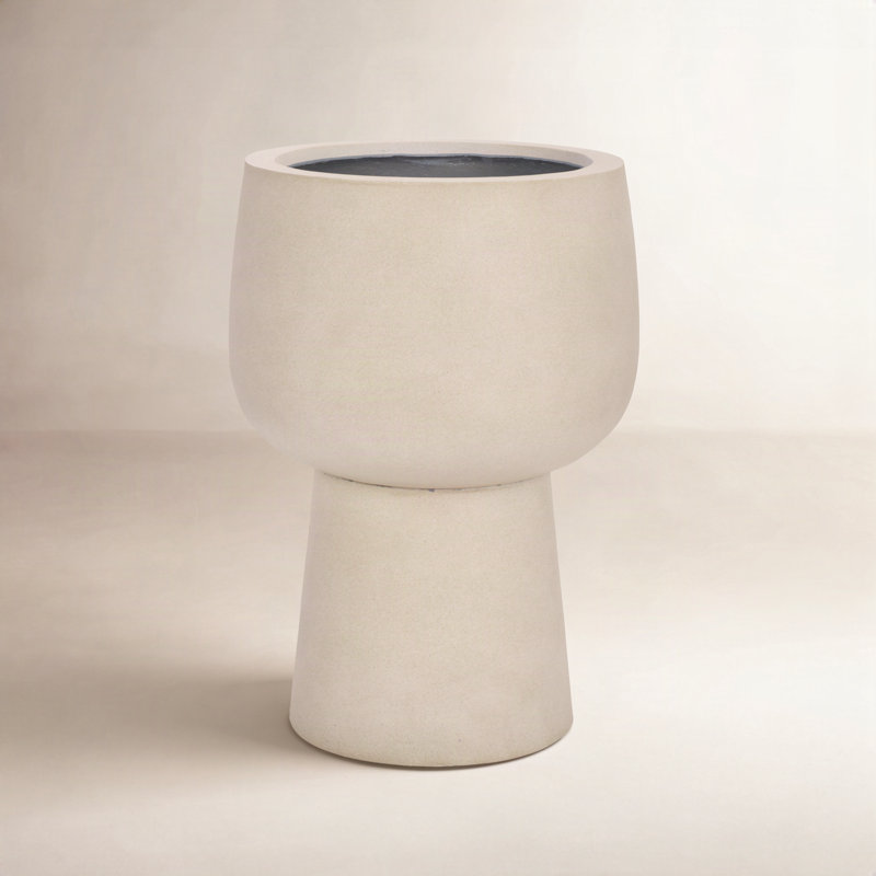 Olivia Pedestal Planter, Beige