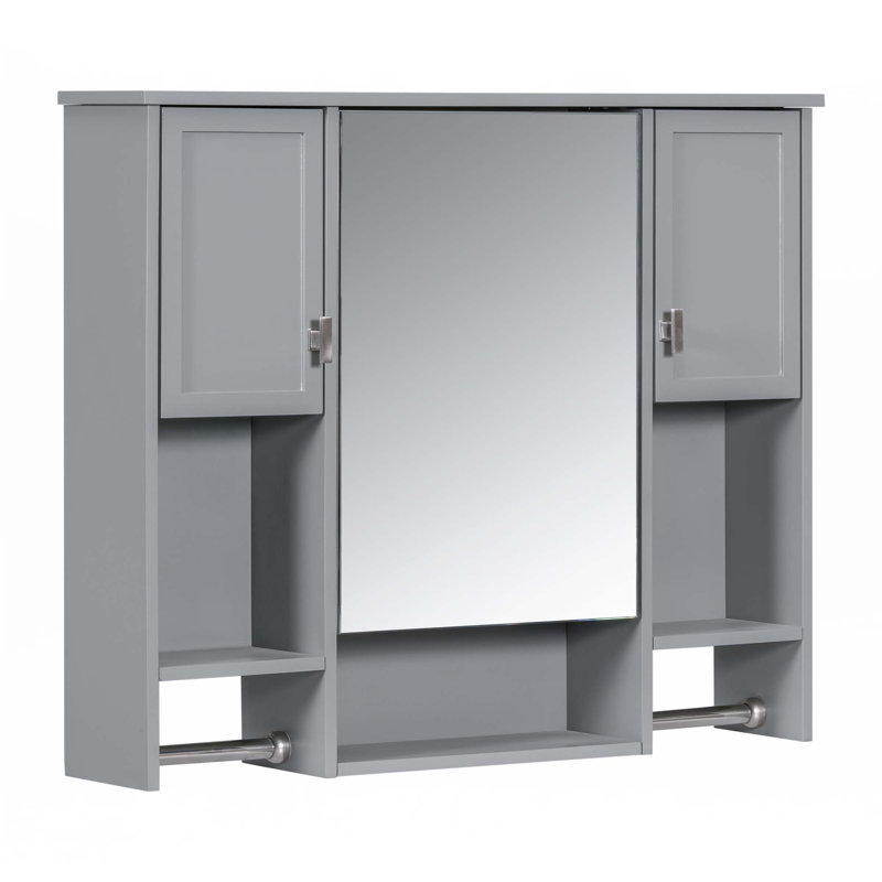 Armoire murale de salle de bain avec miroir, Gris