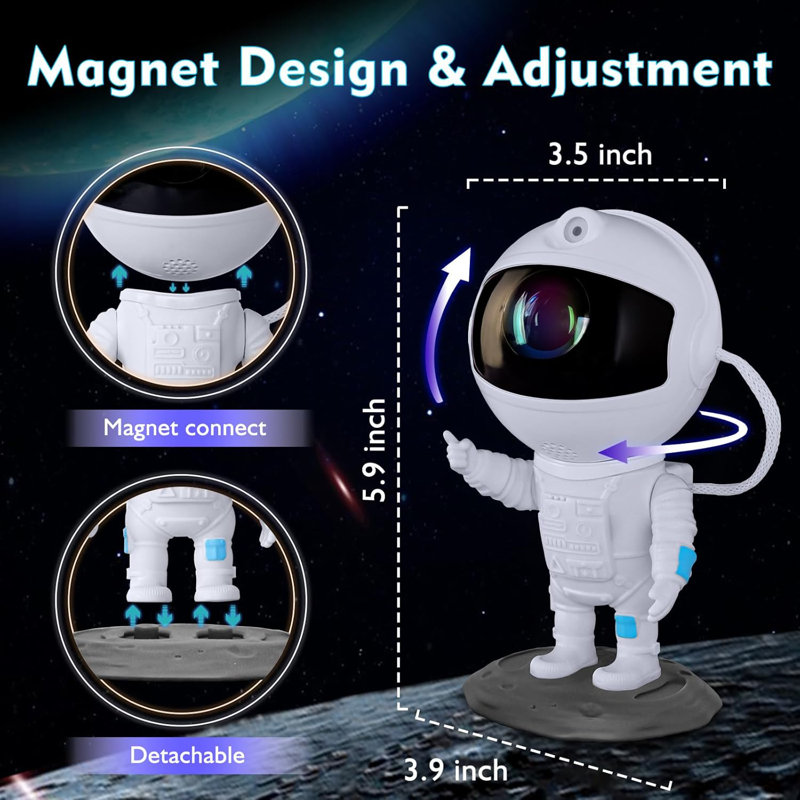 Projecteur astronaute galaxie, projecteur étoile, projecteur de lumière astronaute avec nébuleuse à DEL 8 couleurs