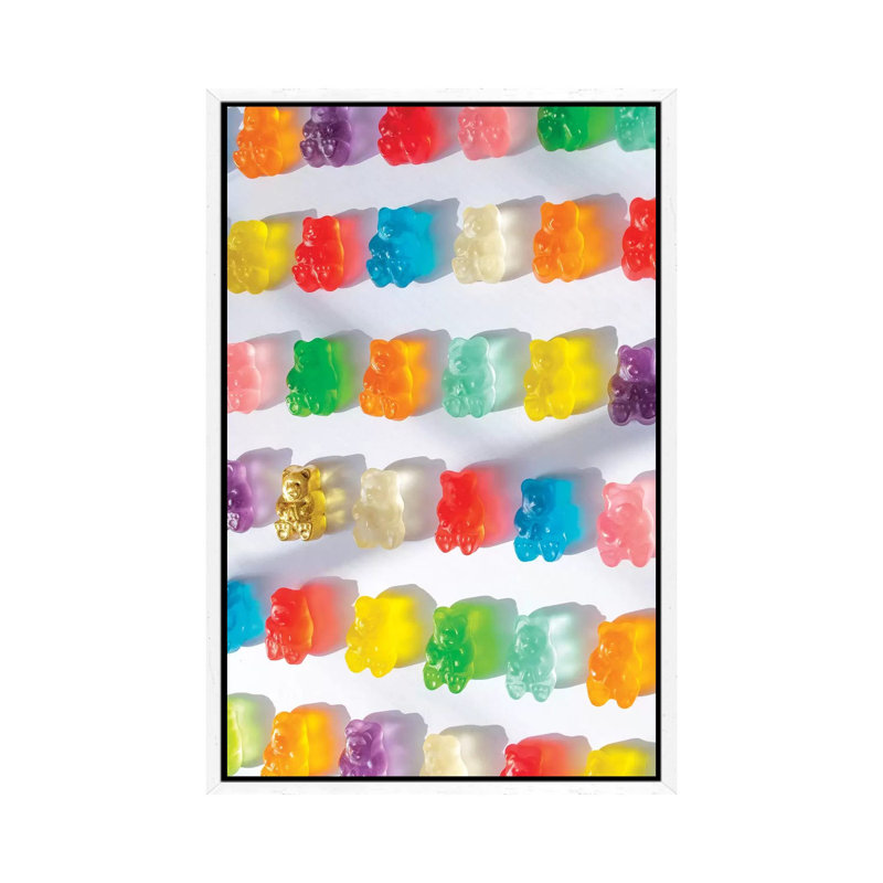 Stained Glass Gummies by Erin Summer - Print on Canvas, 101.6cm H x 66.04cm W x 3.81cm D, White Framed