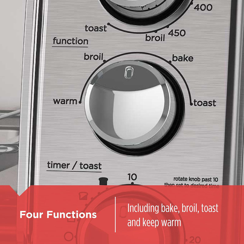 Black and Silver 4-Slice Digital Toaster Oven with Broiler