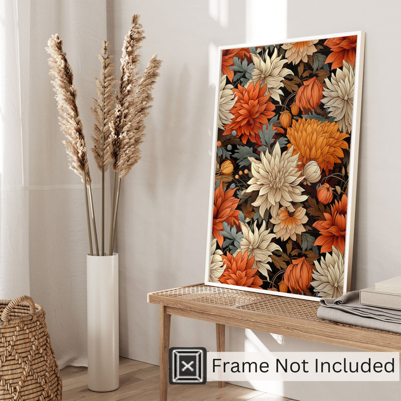 Impression florale d'automne sans cadre, H 10 po x l 8 po
