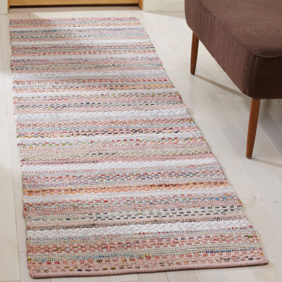 Tapis rayé en coton tissé à la main Vesey
