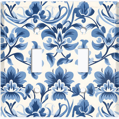 Élégante plaque murale standard à 2 lumières à motif de fleurs de Noël en damas
