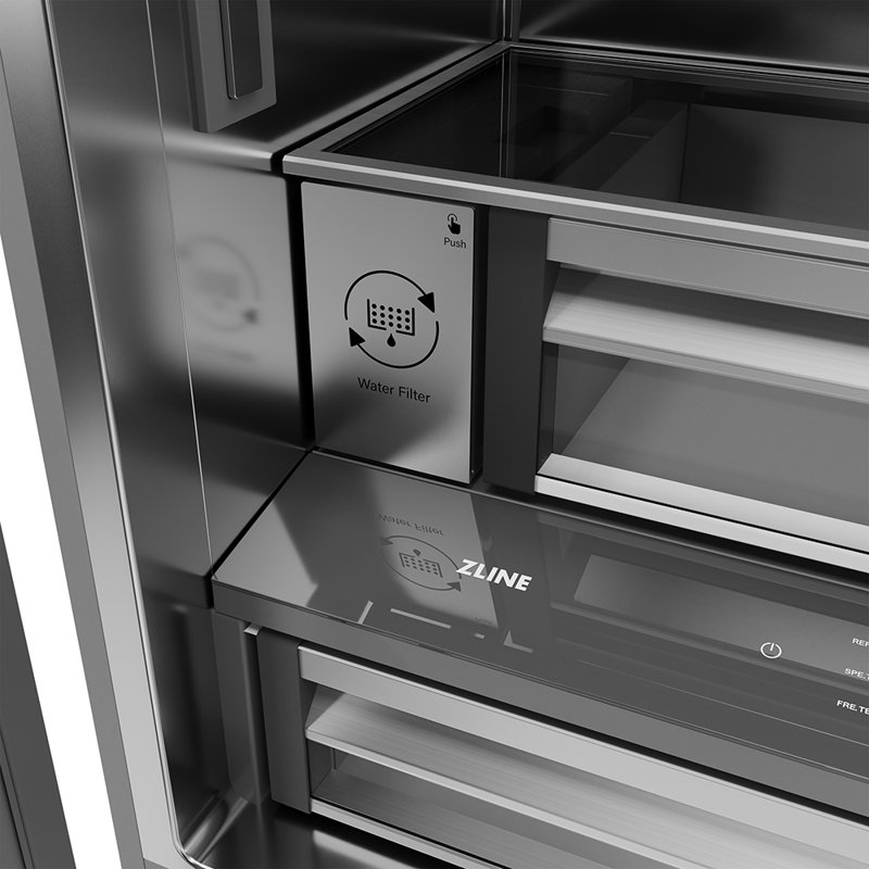 ZLINE Autograph 36 in. French Door Refrigerator with Stainless Interior and Gold Helix Handles, Gold