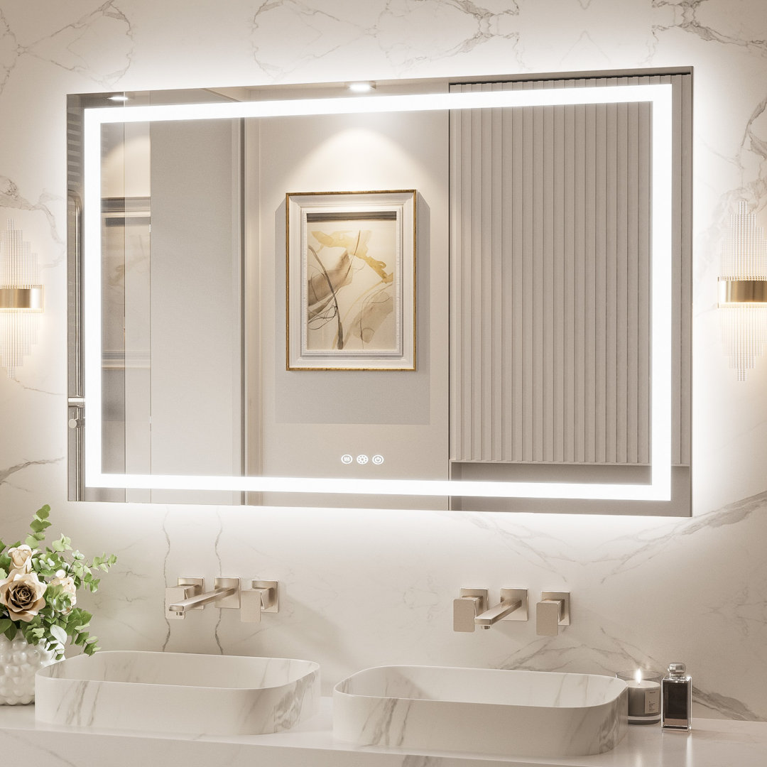 Katyusha Super Bright LED Lighted Bathroom Vanity Mirror 3-Color Temperature  Frontlit & Backlit Dimmable & Anti-Fog Ivy Bronx 