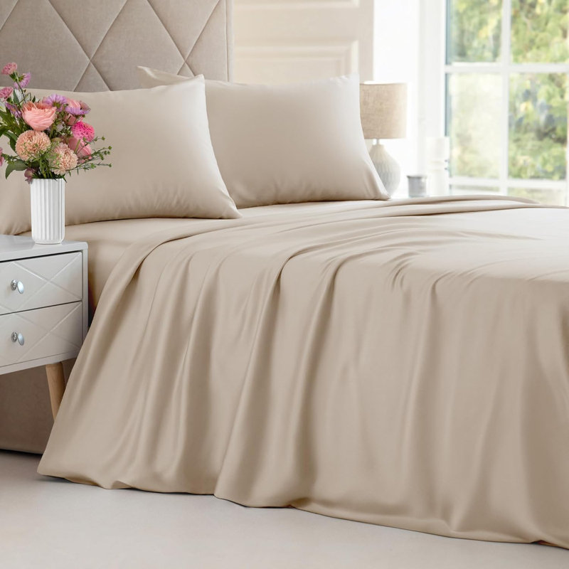 Bamboo Sheet Set, Cooling & Breathable Bed Sheets, Soft Hotel Luxury Bedding, Deep Pocket Fit, Full Sheet Set + 2 Pillowcases