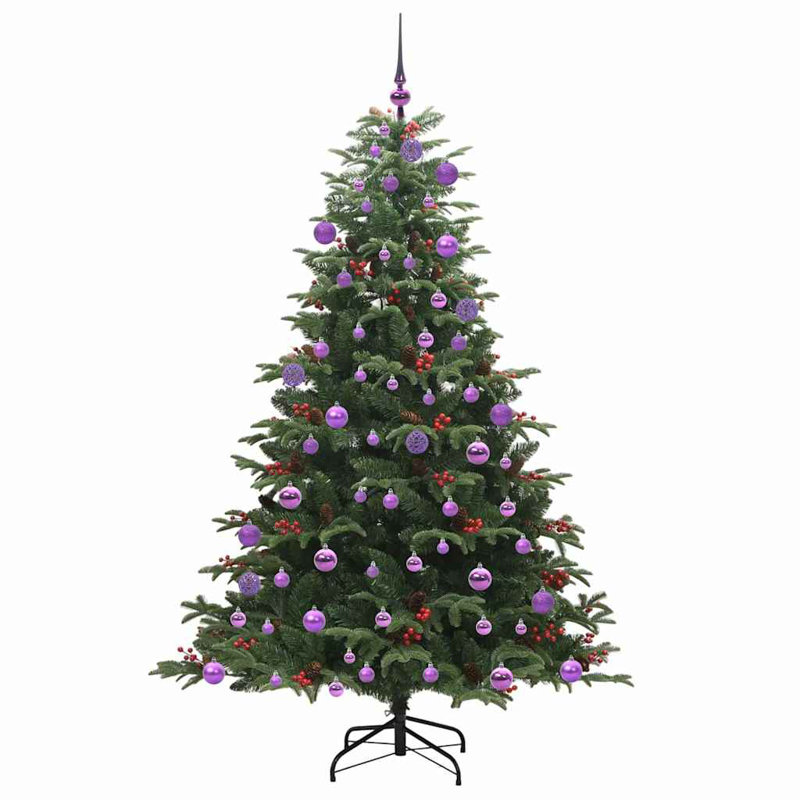 Artificial Christmas Tree with LEDs with Stand , 5.91 ft, Green/Purple