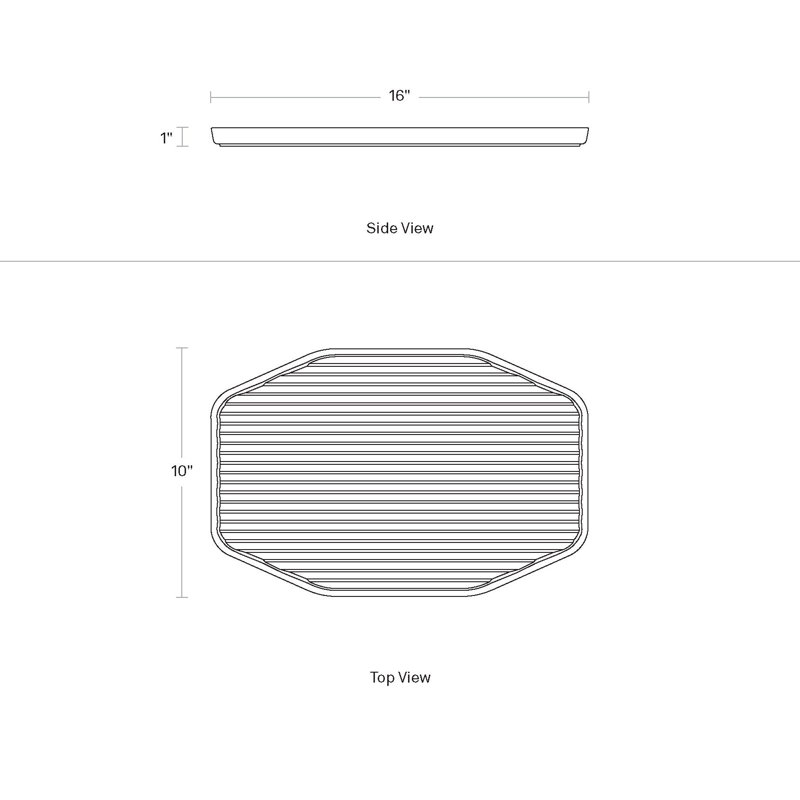 Vice Versa Ceramic Decorative Tray, 1" H x 16" W x 10" D, Black