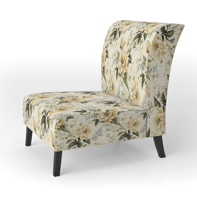 Rustic Victorian Brocade Victorian Pattern - Upholstered Floral Accent Chair Cottage Side Chair