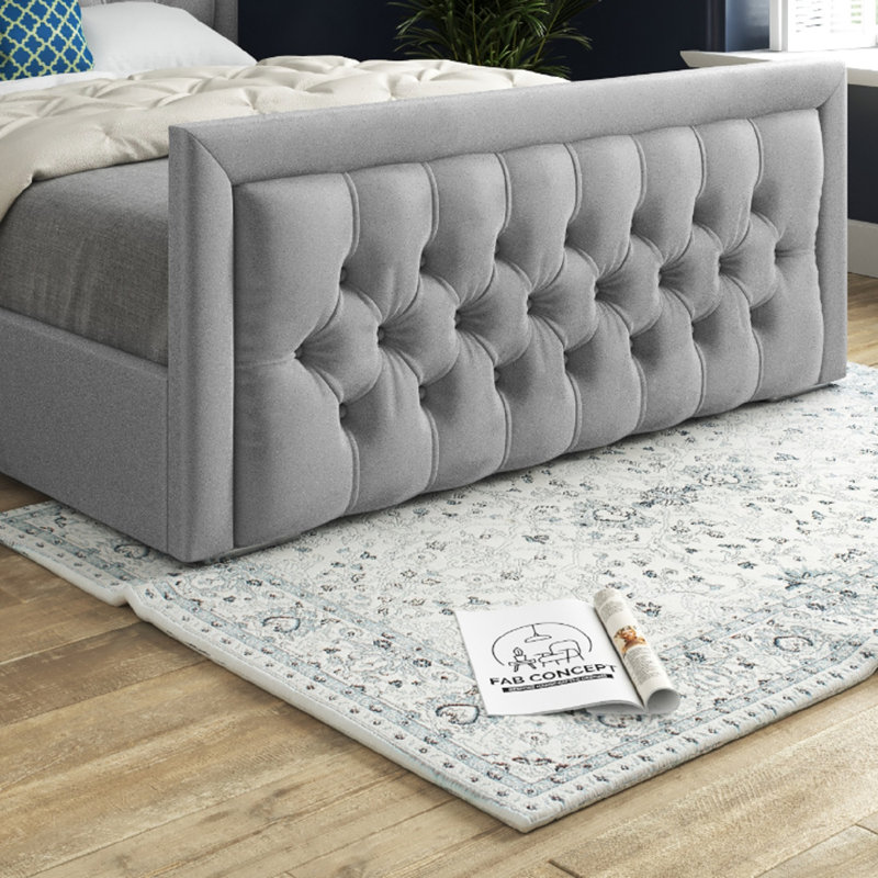 Bessemer Upholstered Bed, Small Single (2'6), Grey