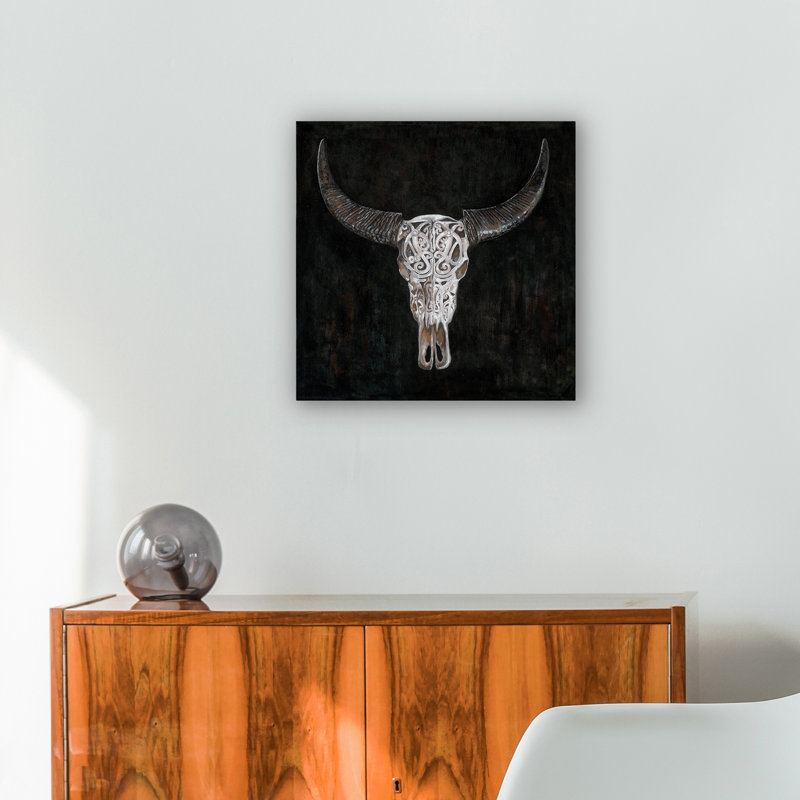 " Skull Of Cattle " Painting Print, 20" H x 20" W x 1.5" D