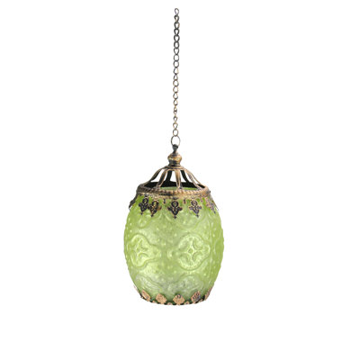 6.25" Chic Bohemian Glass Tea Light Candle Holder Lantern