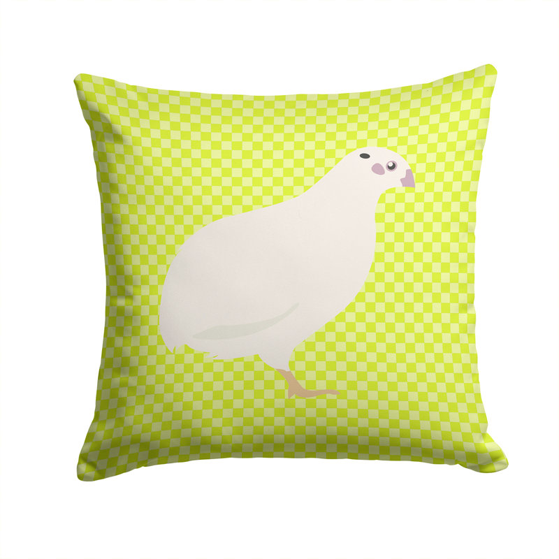 Quail Check Outdoor Throw Pillow, Green, 14" x 14"