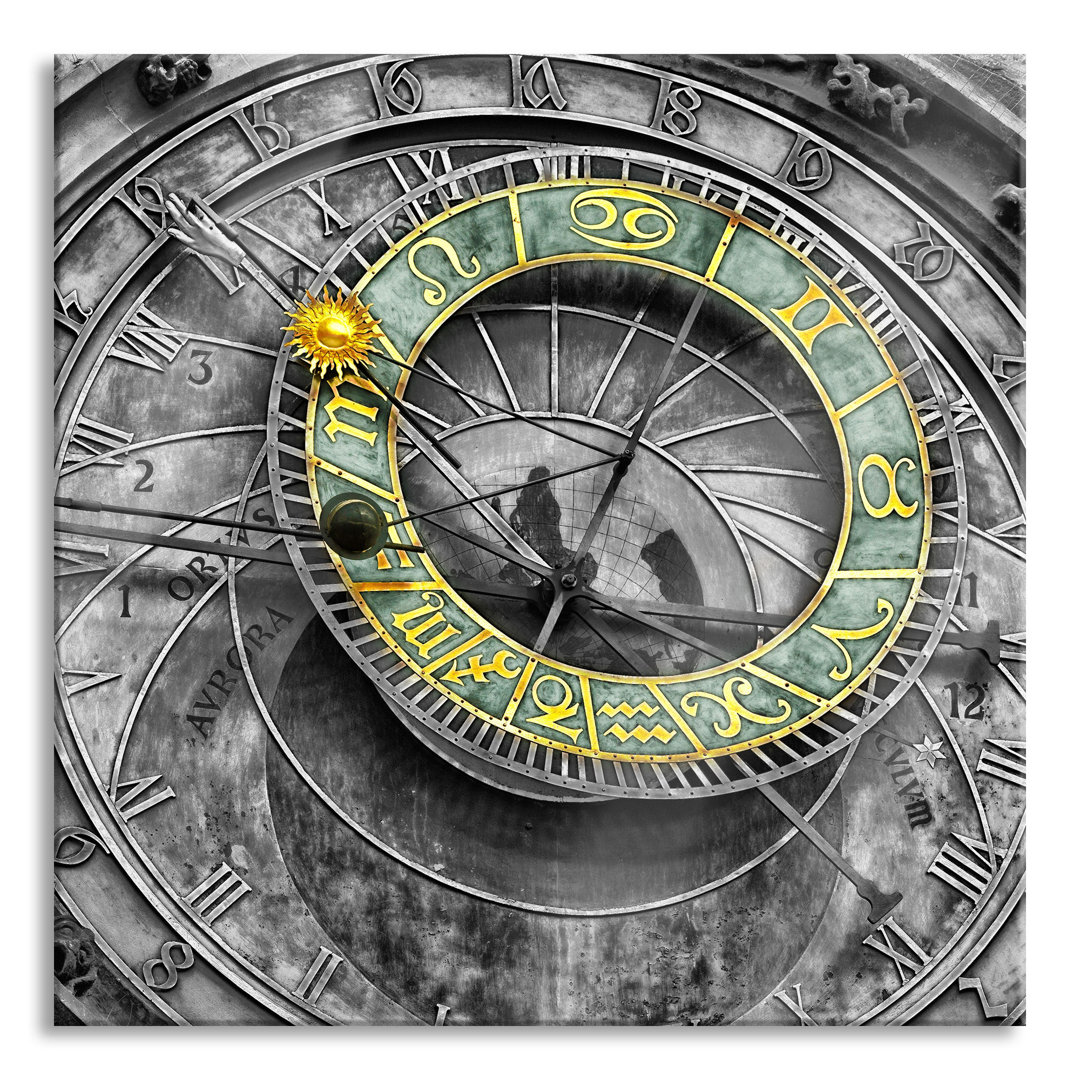 Ungerahmter Grafikdruck auf Glas "Astronomical Clock in Prague"