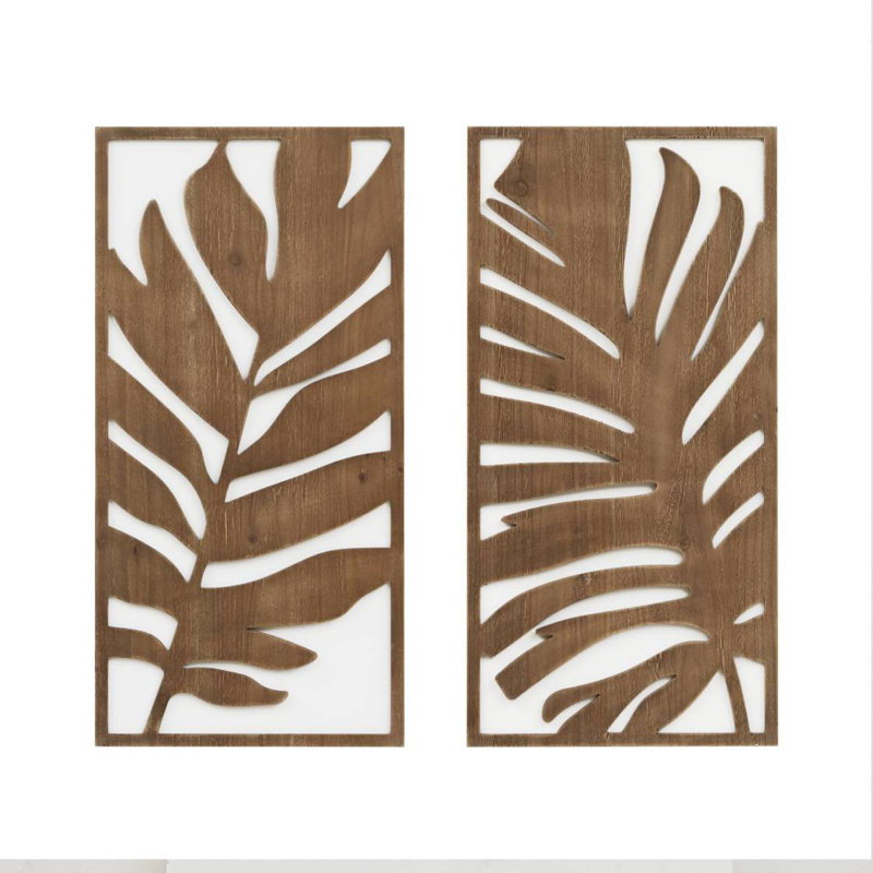 Birch Botanical Two-Tone Wood Panel Wall Décor Set