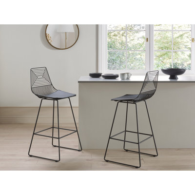 Anjail Yes Upholstered Faux Leather Bar Stool with Steel Frame