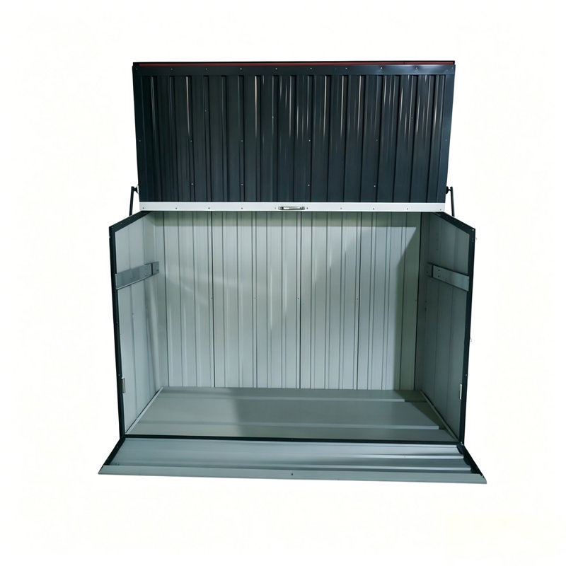 Remise de rangement avec couvercle rabattable et porte avant pliable