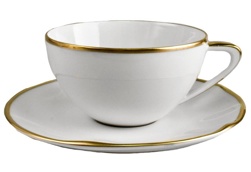 Simply Elegant Porcelain Teacup, White/Gold