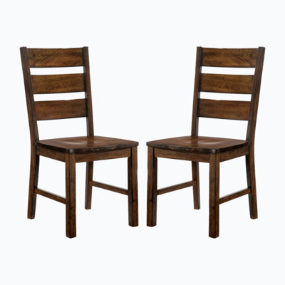 Set Of 2 Wooden Side Chairs In Walnut Finish